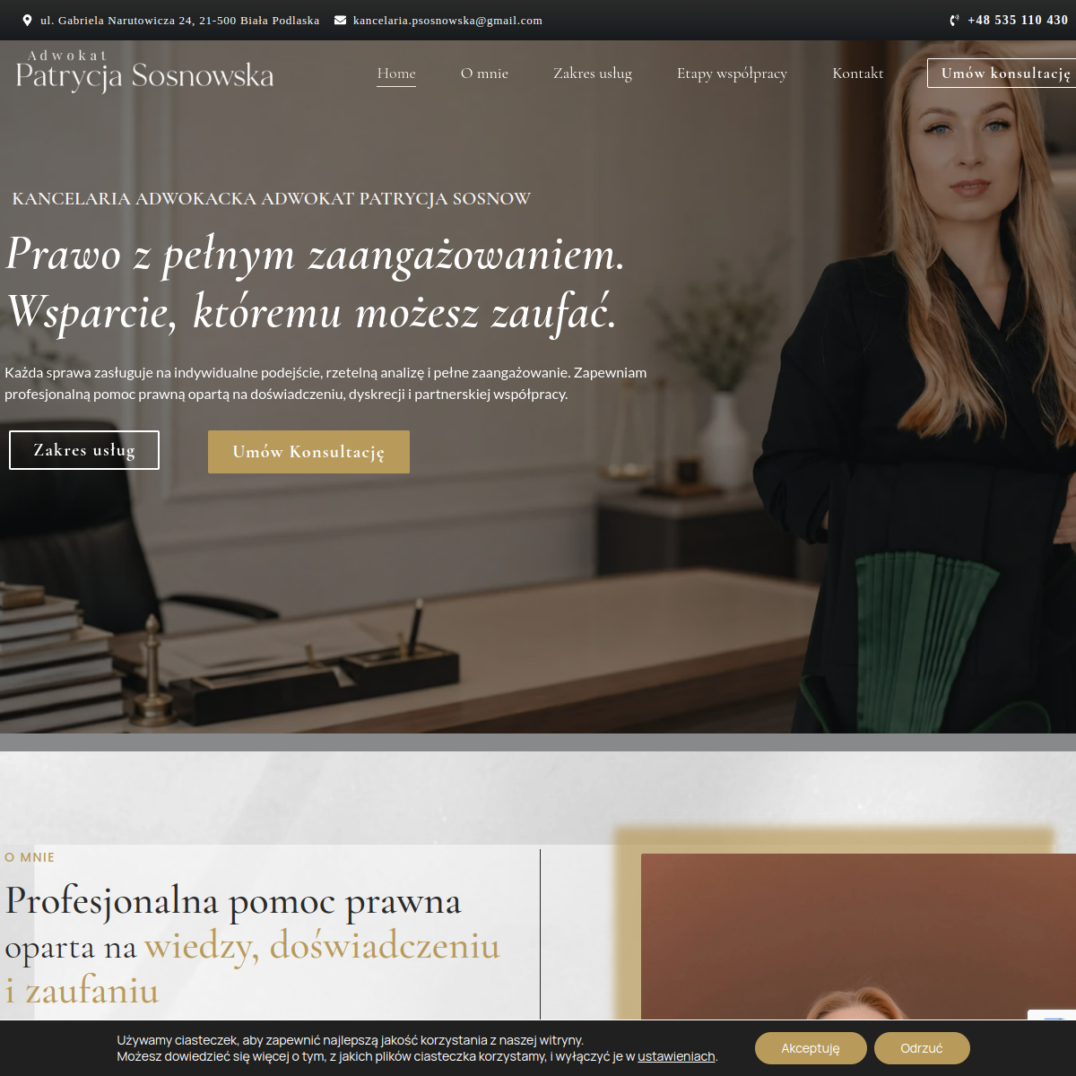 Landing page kancelarii adwokackiej Patrycji Sosnowskiej